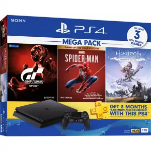 PlayStation 4 1TB HDD Mega Pack (Gran Turismo Sport / Marvel’s Spider-Man Game of the Year Edition / Horizon Zero Dawn)