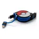 2in1 Retractable USB Cable with Lightning & micro USB POKEMON version 70cm (Blue)
