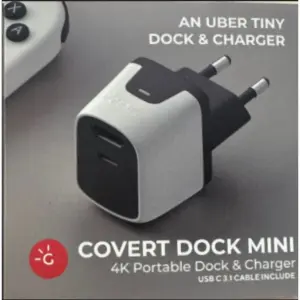 GENKI Covert Dock Mini (EUPlug)- 4K Portable Dock & Charger for Nintendo Switch